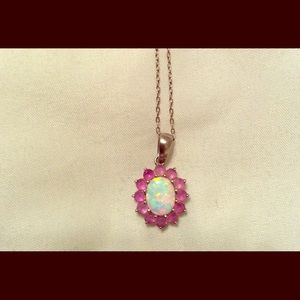 Pink opal necklace